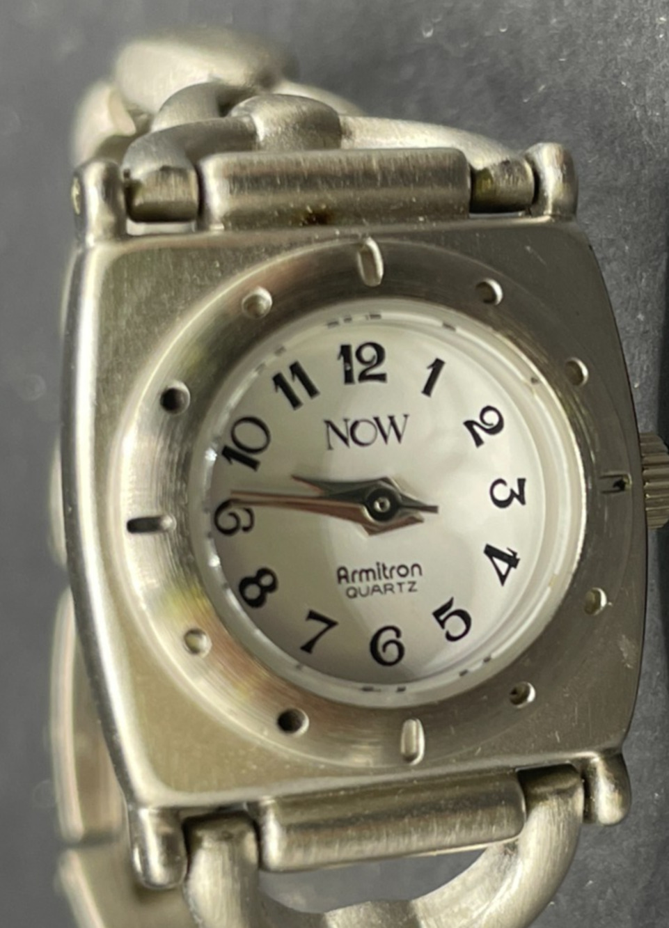 Vintage Armitron Now Quartz Women's Watch Retro Stainless Steel White Dial